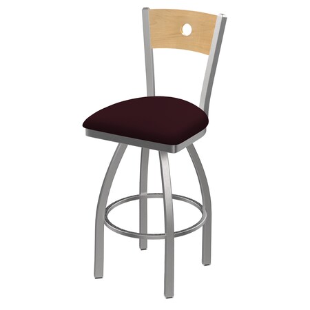 Holland Bar Stool Co 25" Swivel Counter Stool, SS Finish, Nat Back, Canter Bordeaux Seat 83025SSNatMplB005